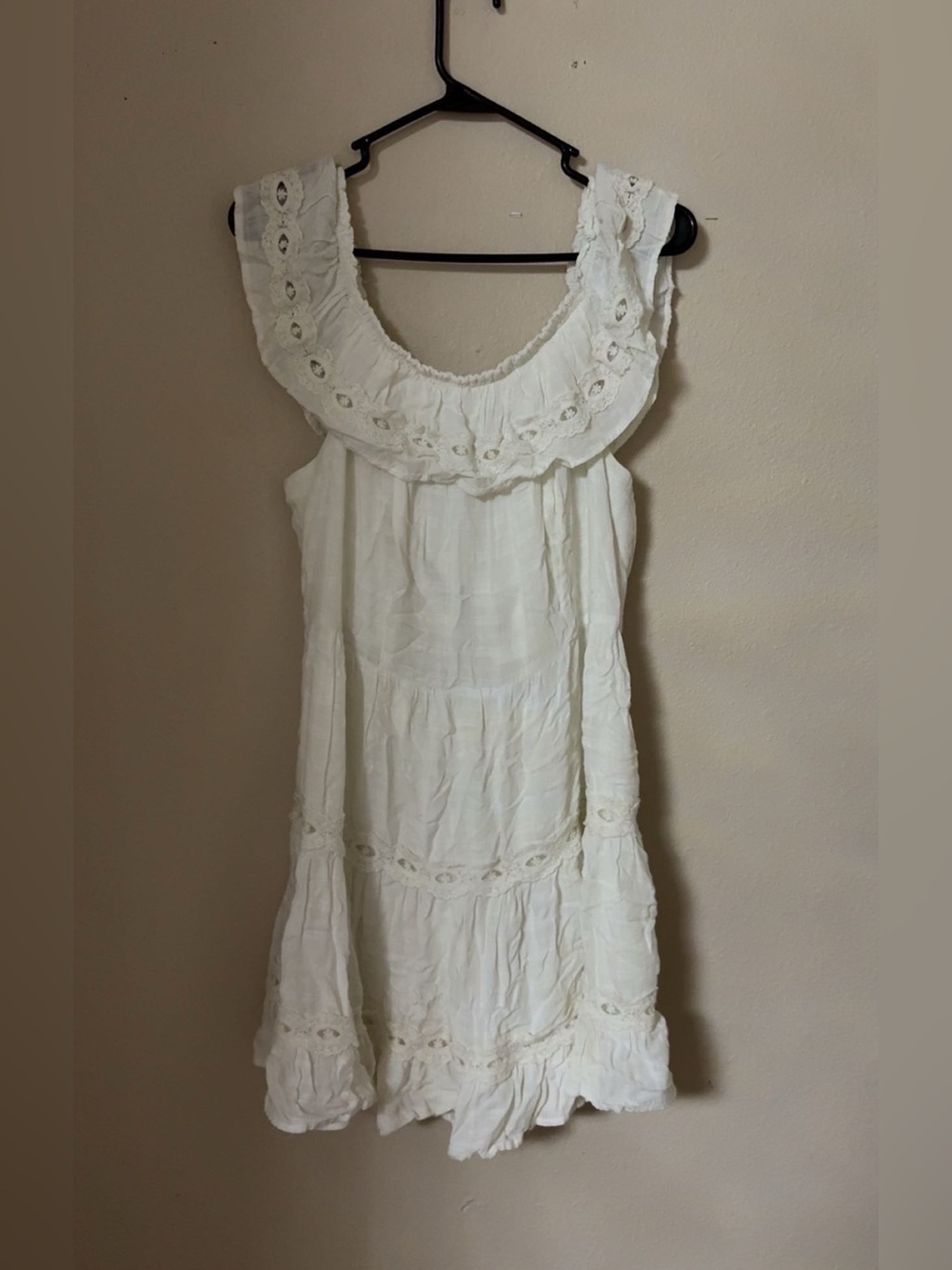 White Eyelet Ruffle Summer Dress